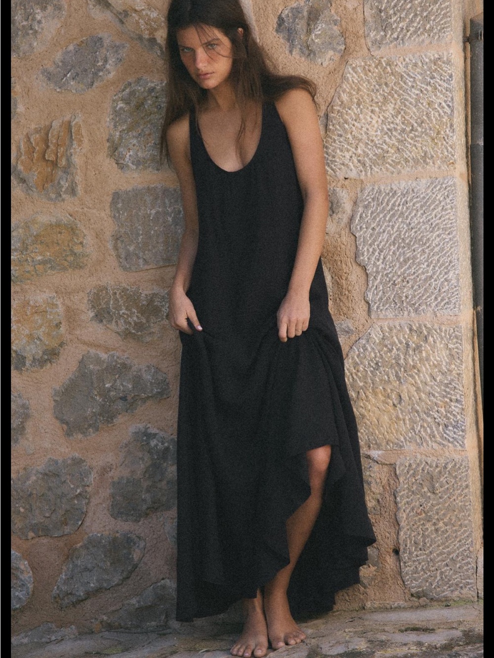 Zara Black High-Low Sleeveless Maxi Dress